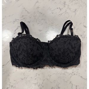 Victoria's Secret Body by Victoria Black Lace Line Balconette Bra 34D